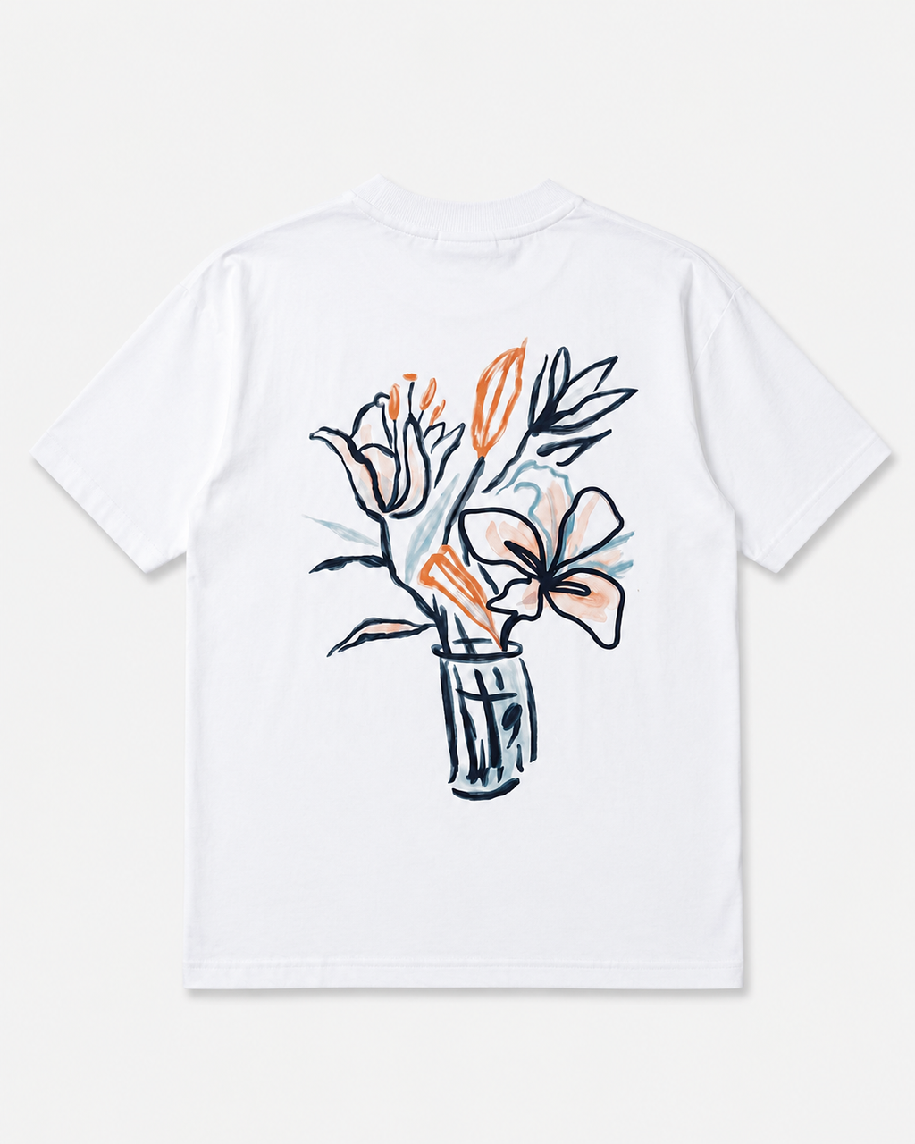 Camiseta Oversized FLORES - Marfil
